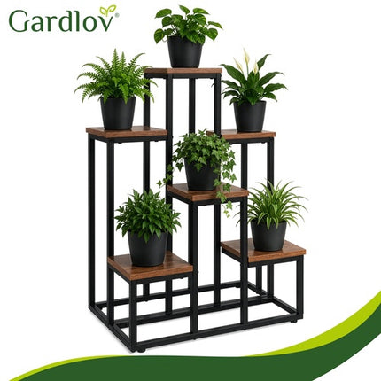Suport metalic pentru plante cu 6 niveluri, stil Loft, 67 cm