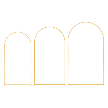 Metal Arch Backdrop Stand Set of 3, Gold, 2.4/2.2/2 m