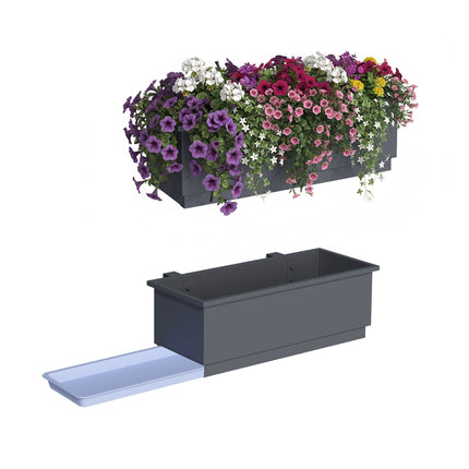 Ghivece metalice pentru balcon, set de 2, cu sistem de drenaj