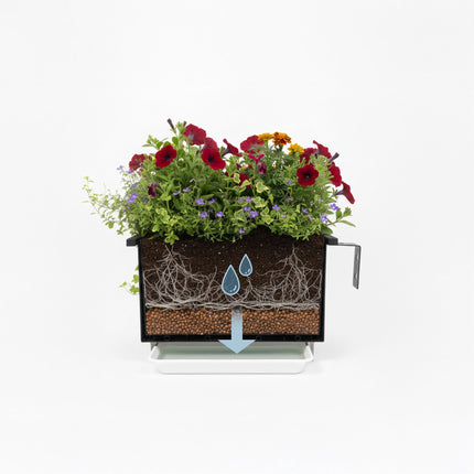 Ghivece metalice pentru balcon, set de 2, cu sistem de drenaj