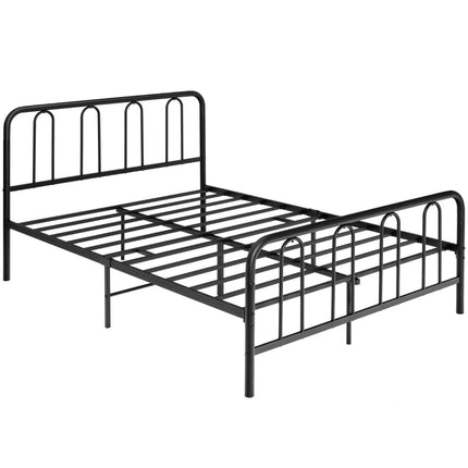 Cadru de pat metalic cu tăblie și picior Pat modern cu platformă 209 x 144 x 101 cm Negru
