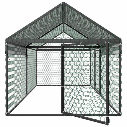 Metal Chicken Coop 1x2x1 m, Waterproof Cover, 2 Doors