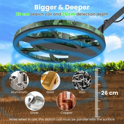 Detector de metale, 5 moduri, ax reglabil, bobină impermeabilă