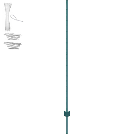 Metal Fence Posts, 6 ft U-Channel, 10-Pack, Green