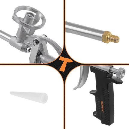 Pistol de spumă metalică cu debit reglabil și mâner antiderapant