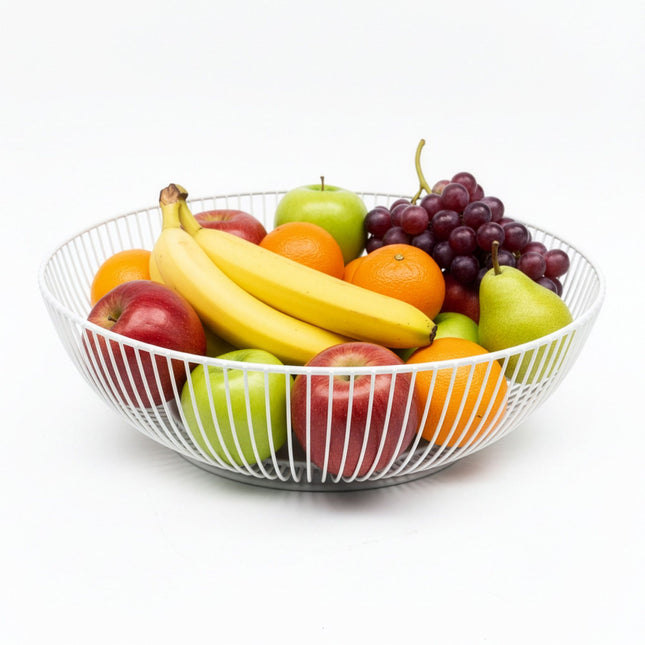 Bol metalic pentru fructe, design în formă de zăbrele, formă semisferică