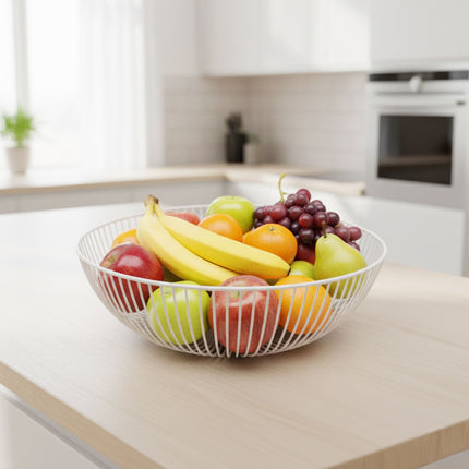 Bol metalic pentru fructe, design în formă de zăbrele, formă semisferică