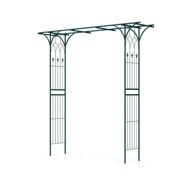 Arc metalic de gradina pentru plante cataratoare, 205x52x205 cm, verde