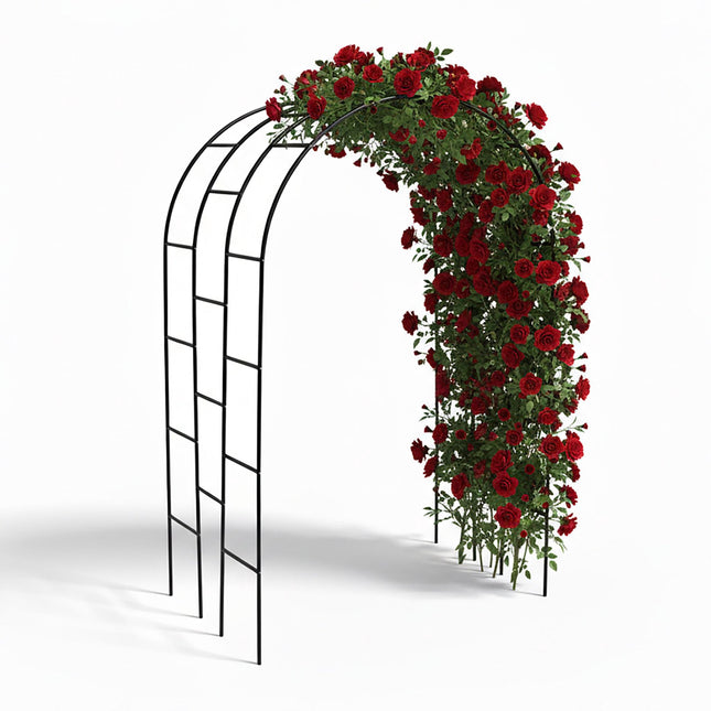 Arc metalic de grădină pentru plante cățărătoare, design cu trei arcuri