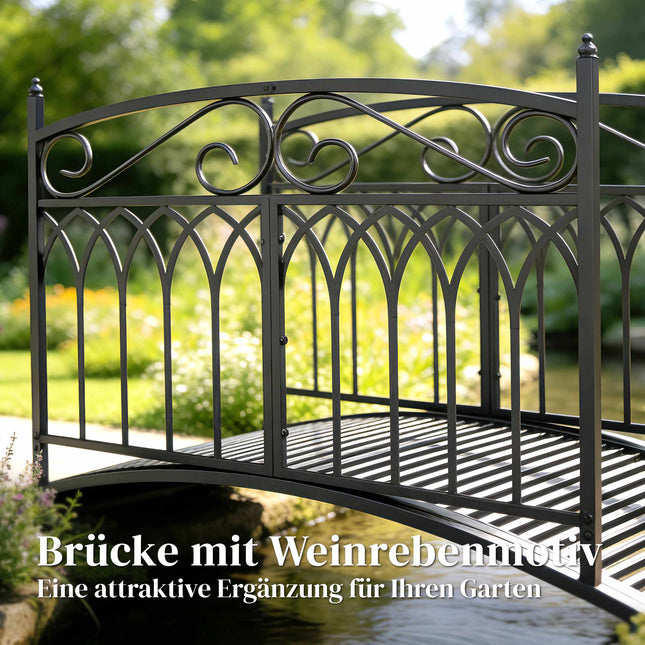 Pod metalic de grădină cu balustrade de siguranță, 135,5 cm, negru
