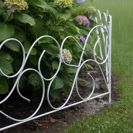 Bordură metalică de grădină, design Art Nouveau, format din 8 piese