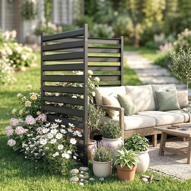 Panouri metalice pentru gard de grădină, 91 x 152 cm, negre, pachet de 2