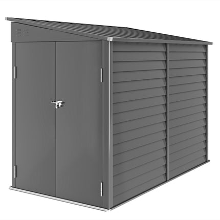 Metal Garden Shed 3.5 m² with Lockable Double Door, Lean-To Roof, 143x270x202 cm