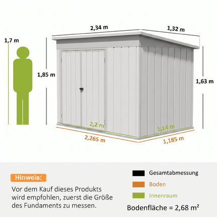 Șopron de grădină metalic cu 3 uși cu încuietoare – 2,68 m²
