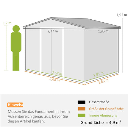 Șopron de grădină metalic cu uși glisante și ferestre