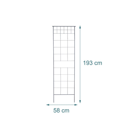 Metal Garden Trellis Set of 2 for Climbing Plants, 193 x 58 cm, Black