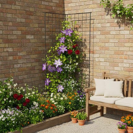 Metal Garden Trellis Set of 2 for Climbing Plants, 193 x 58 cm, Black