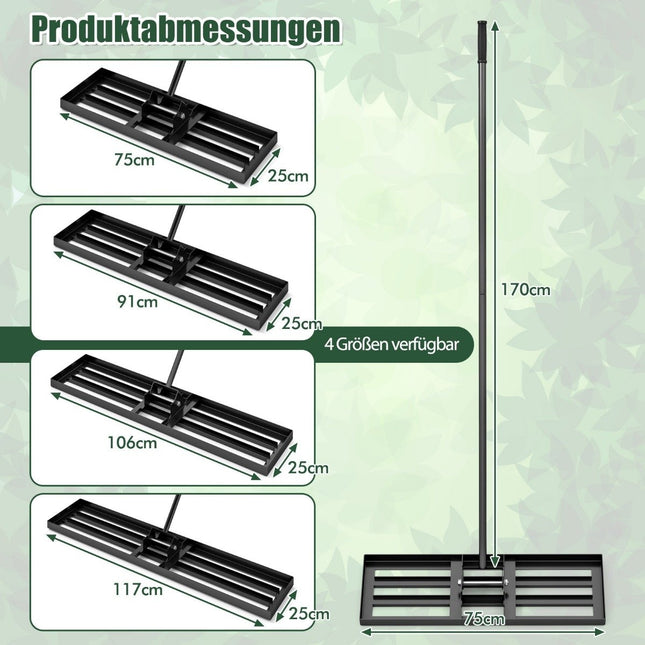 Grebla metalica pentru nivelarea gazonului cu maner ergonomic, 75x25 cm