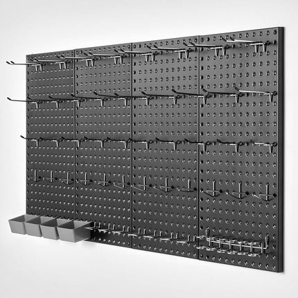Metal Pegboard Wall Organizer, 4 Panels, 24 x 12 in, Black