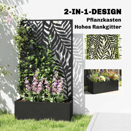 Jardinieră metalică cu spalier, capacitate 20 l, neagră
