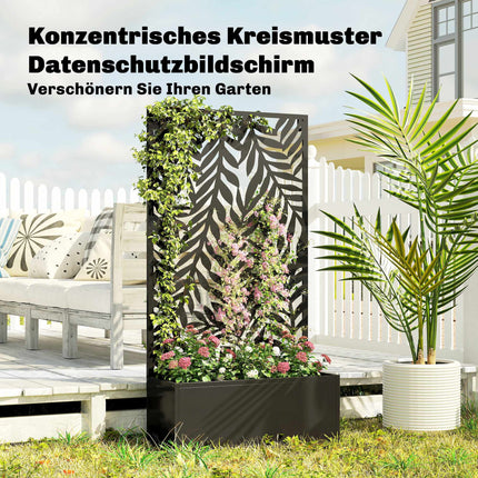 Jardinieră metalică cu spalier, capacitate 20 l, neagră