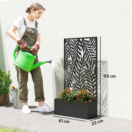 Jardinieră metalică cu spalier, capacitate 20 l, neagră