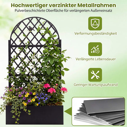 Jardinieră metalică cu spalier, neagră, 90 x 40 x 180 cm