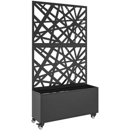 Jardinieră metalică cu spalier, roți, 90x30x160 cm