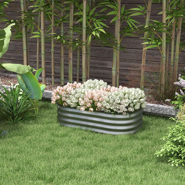 Jardinieră pentru pat înălțat din metal Pat de legume Diy Cutie de flori cu fund deschis Pat de ierburi pentru grădină balcon argintiu 105 X 62 X 30 Cm
