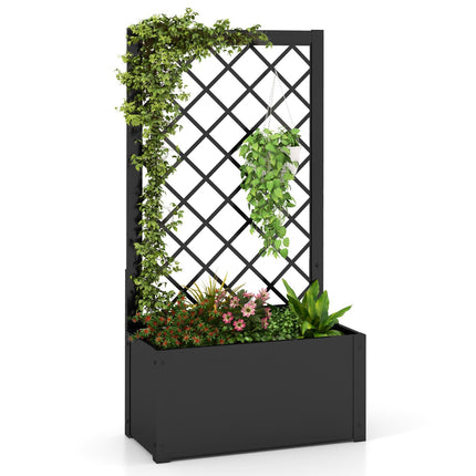 Jardinieră metalică ridicată cu spalier pentru plante cățărătoare