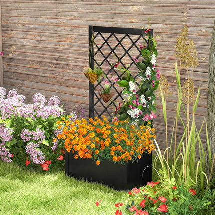 Jardinieră metalică ridicată cu spalier pentru plante cățărătoare