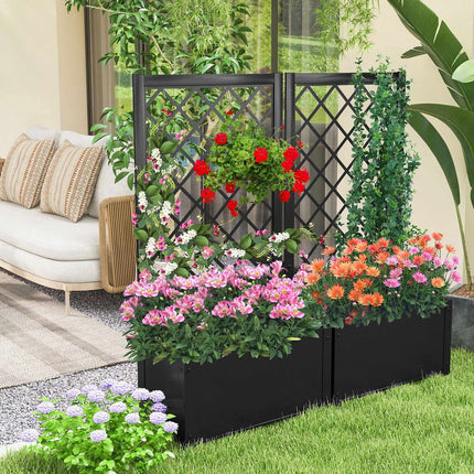 Jardinieră metalică ridicată cu spalier pentru plante cățărătoare