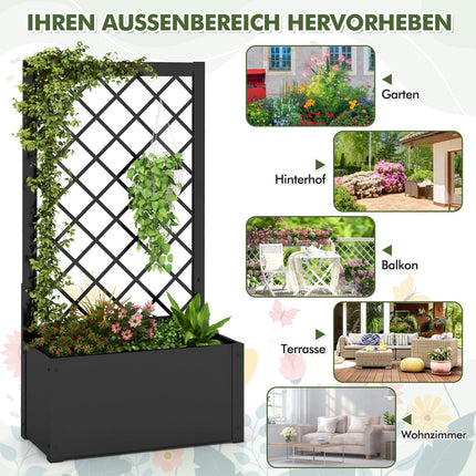 Jardinieră metalică ridicată cu spalier pentru plante cățărătoare