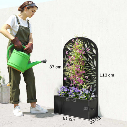 Jardinieră metalică ridicată cu spalier, montată pe perete sau independentă