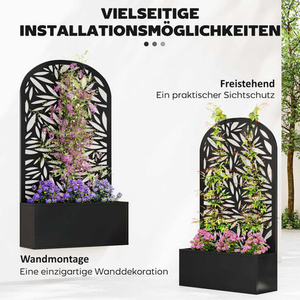Jardinieră metalică ridicată cu spalier, montată pe perete sau independentă