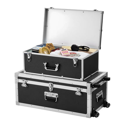 Metal Storage Trunks Set of 2 with Locks, Wheeled