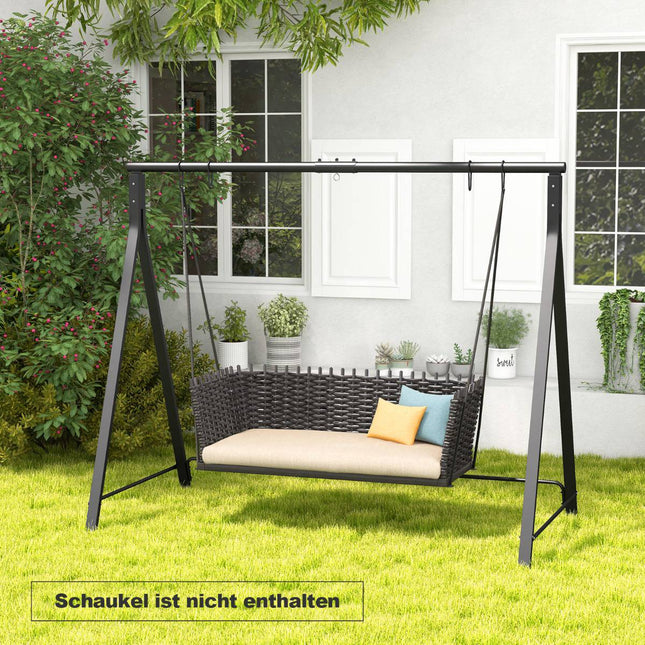 Cadru metalic pentru balansoar cu 5 inele de agățare, negru, 210x115x175 cm