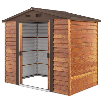 Metal tool shed with gable roof, wood look, 3 m²