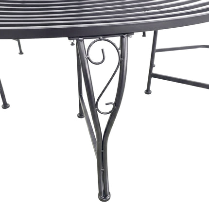 Bancă metalică pentru copac, diametru 160 cm, oțel negru