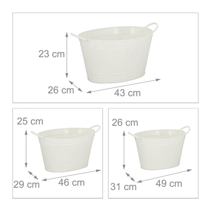 Set de 3 cuve din metal aspect zinc