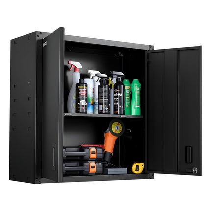 Metal Wall Cabinet 30 x 12.2 x 30 in; Locking, Black, Adjustable Shelf