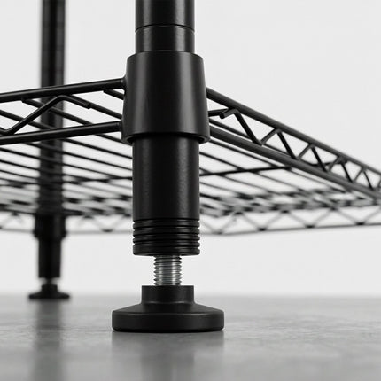 Metal Wire Shelving Unit with 5 Tiers and Levelling Feet, Black, 160 cm
