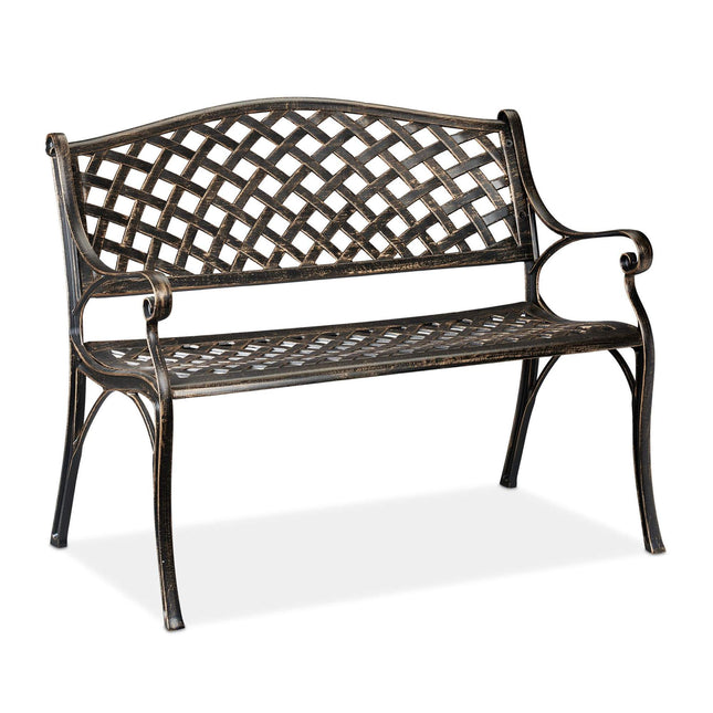 Metal garden bench in black and bronze
