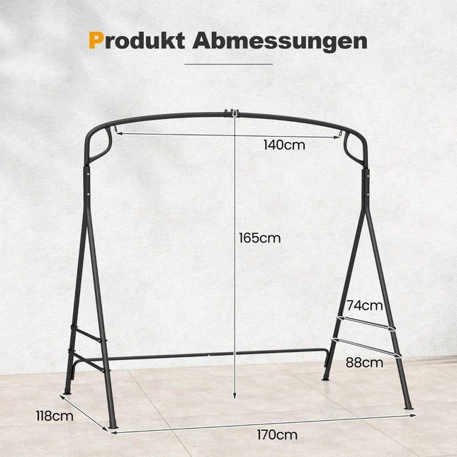 Cadru balansoar metalic cu bare laterale suplimentare și design cu 2 inele 170 x 118 x 165 cm