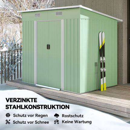 Magazin de scule metalic 2,3 m² 207 x 130 x 182 cm cu toc de podea pentru fereastră de acoperiș închis verde