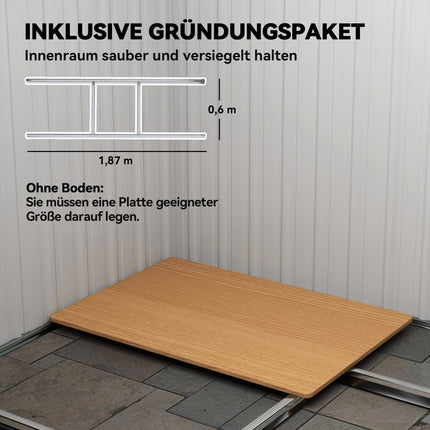 Magazin de scule metalic 2,3 m² 207 x 130 x 182 cm cu toc de podea pentru fereastră de acoperiș închis verde