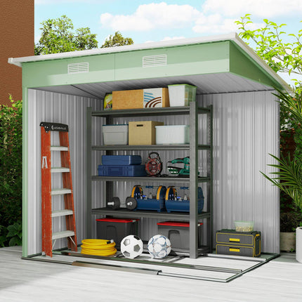 Magazin de scule metalic 2,3 m² 207 x 130 x 182 cm cu toc de podea pentru fereastră de acoperiș închis verde