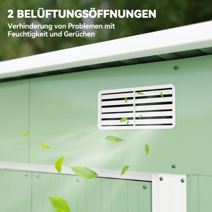 Magazin de scule metalic 2,3 m² 207 x 130 x 182 cm cu toc de podea pentru fereastră de acoperiș închis verde