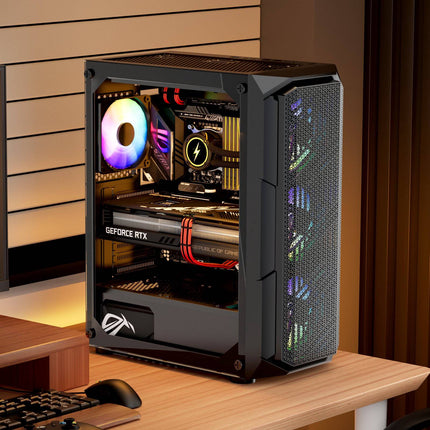 Mid-Tower PC Case, Tempered Glass, 4x120mm ARGB Fans