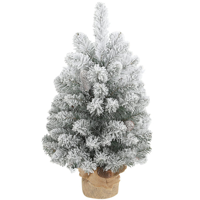 Mini brad de Crăciun artificial 60 cm cu zăpadă și conuri de pin